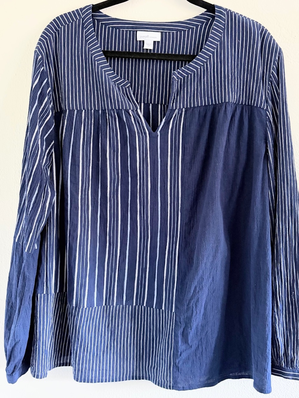 J. Jill Navy and White Striped Patchwork Tunic
